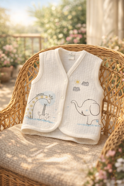 Elbebek Vestă pentru Bebeluși 6–12 Luni, cu Girafă și Elefant A12