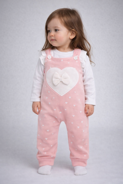 ByMurat Salopetă pentru Bebeluși 3–12 Luni, cu Model Inimă și Detaliu cu Panglică A28