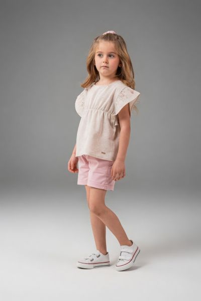 PAMPALKIDS Set copii 6–9 ani cu pantaloni scurți și mâneci brodate A60