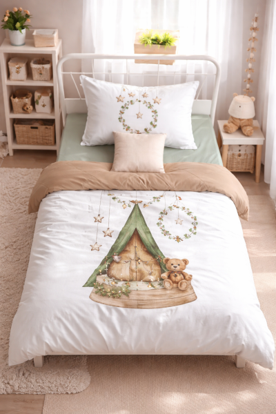 GOLDEN Set lenjerie de pat 100×150 cm cu imprimeu, în cutie A68