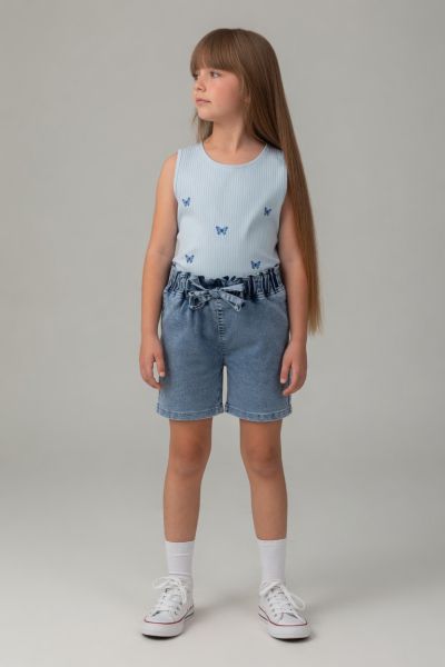 PAMPALKIDS Set copii 6–9 ani 2 piese cu pantaloni scurți din denim A41