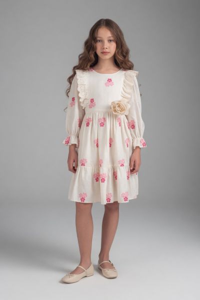 TIVIDOKIDS Rochie fete 6–12 ani cu imprimeu trandafiri A85