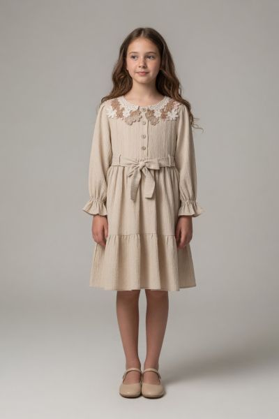 TIVIDOKIDS Rochie fete 6–12 ani cu nasturi A76