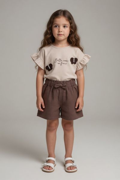 DECO Set fete 2–5 ani cu imprimeu și broderie fluture A28