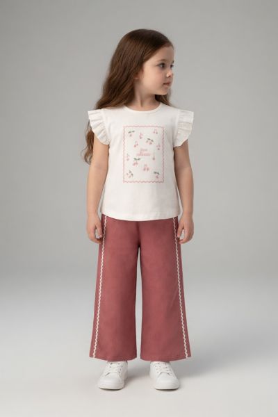 VOVIDOKIDS Set fete 3–6 ani de vară 2 piese cu imprimeu cireșe A38