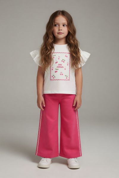 VOVIDOKIDS Set fete 3–6 ani de vară 2 piese cu imprimeu cireșe A38