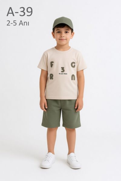 DONINO Set copii 2–5 ani cu șapcă și imprimeu „Bomlo”