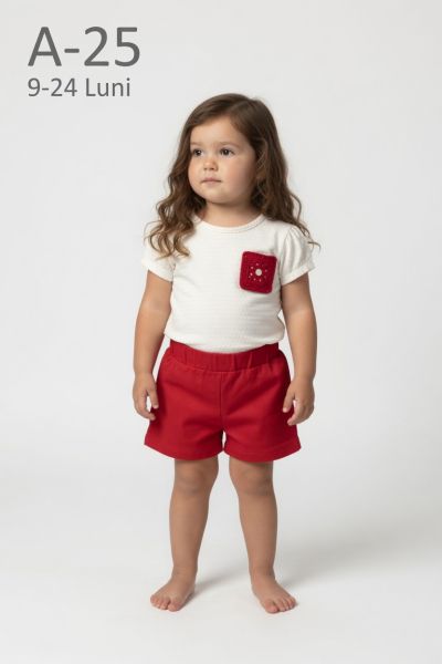 DECO Set fete 9–24 luni cu pantaloni scurți și broderie