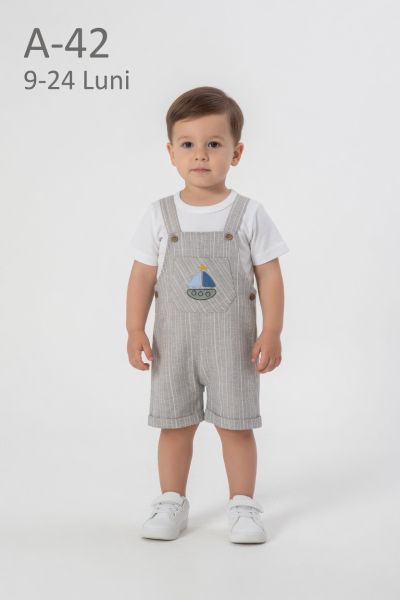 ORYEDA Set 9–24 luni salopetă din in brodată cu body