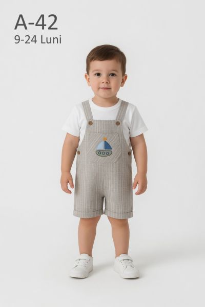 ORYEDA Set 9–24 luni salopetă din in brodată cu body