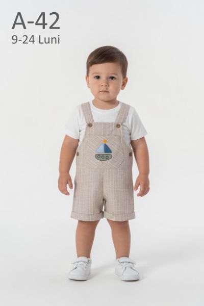 ORYEDA Set 9–24 luni salopetă din in brodată cu body