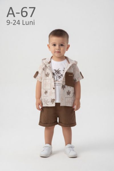 JUNIOR CLASS Set 3 piese 9–24 luni cămașă palmieri