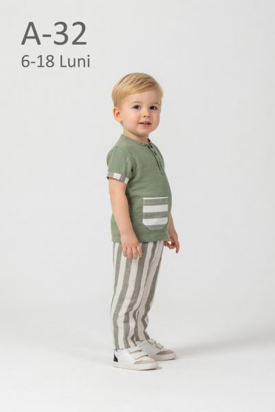 ÇITIR Set băieți 6–18 luni din in cu dungi