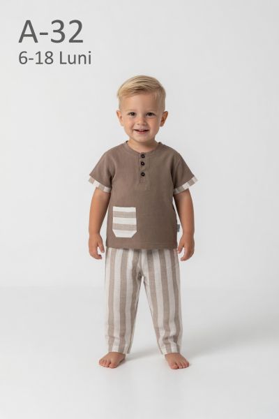 ÇITIR Set băieți 6–18 luni din in cu dungi