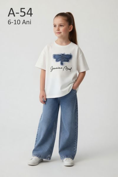 INCILAY KIDS Set fete 6–10 ani din denim cu fluture cu pietre