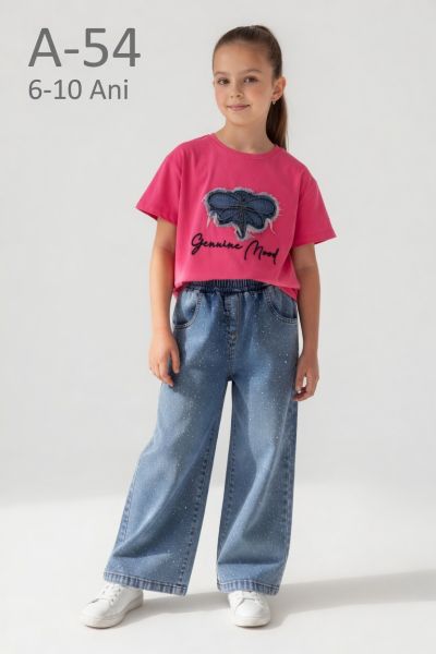 INCILAY KIDS Set fete 6–10 ani din denim cu fluture cu pietre