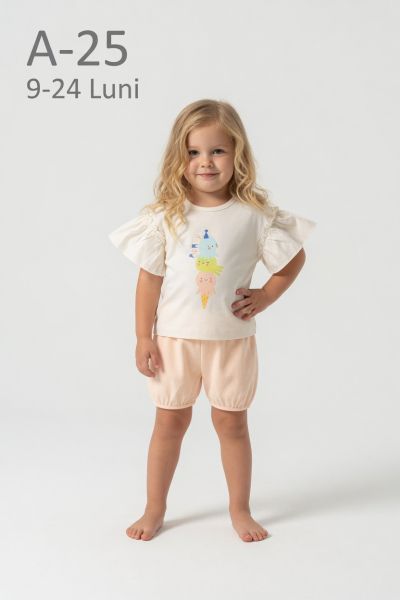 CICIBEN KIDS Set fete 9–24 luni de vară cu imprimeu înghețată