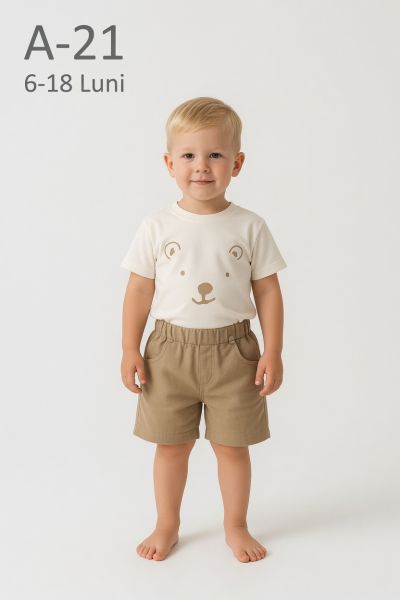 AYYILDIZ Set bebeluși 6–18 luni de vară cu șort și imprimeu față de câine