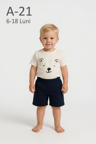 AYYILDIZ Set bebeluși 6–18 luni de vară cu șort și imprimeu față de câine