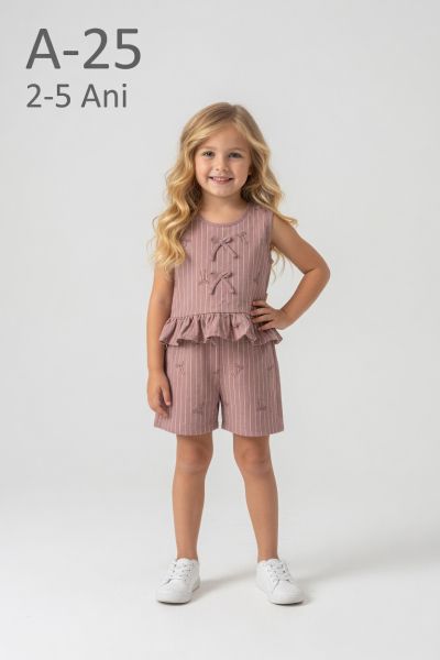 FEELY HUNNY Set fete 2–5 ani cu dungi și fundiță