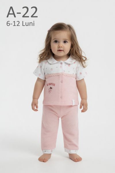 BABYIM Set bebeluși 6–12 luni cu broderie struguri