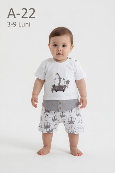 BABYIM Set bebeluși 3–9 luni 2 piese cu girafă în mașinuță