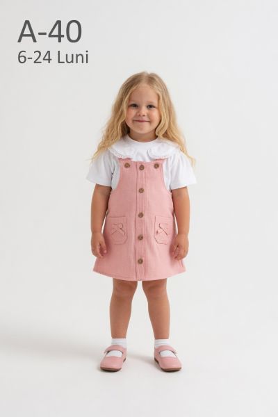 DONINO Set fete 6–24 luni cu salopetă și nasturi