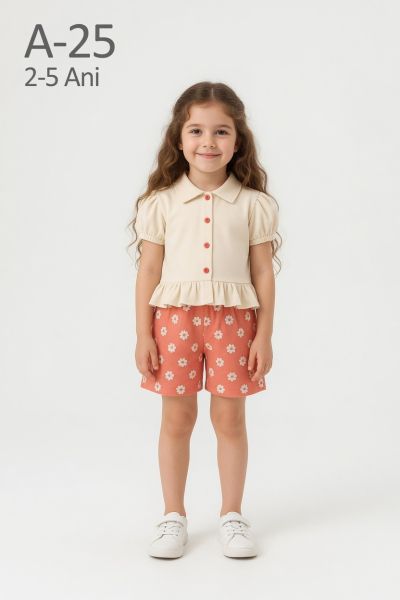 FEELY HUNNY Set copii 2–5 ani cu guler și nasturi