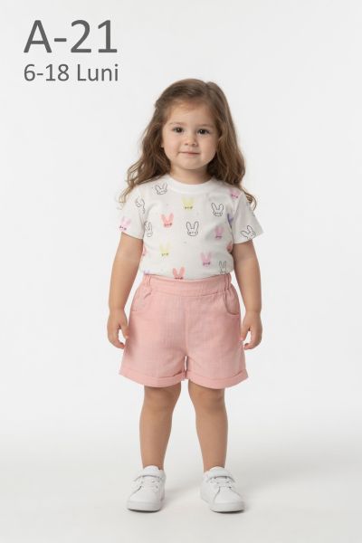 AYYILDIZ Set bebeluși 6–18 luni cu șort și imprimeu iepuraș