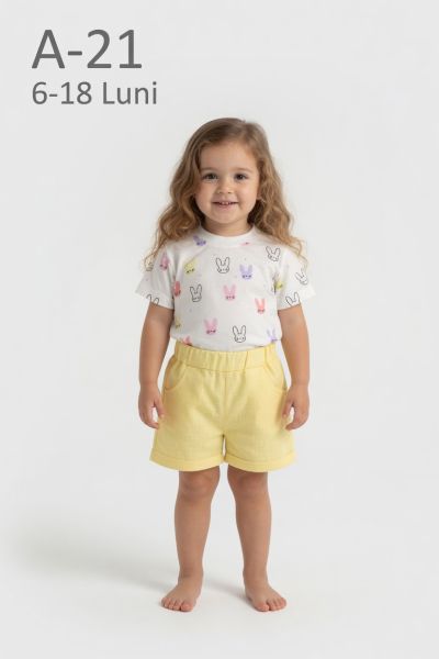AYYILDIZ Set bebeluși 6–18 luni cu șort și imprimeu iepuraș