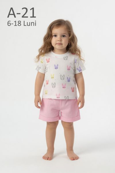 AYYILDIZ Set bebeluși 6–18 luni cu șort și imprimeu iepuraș