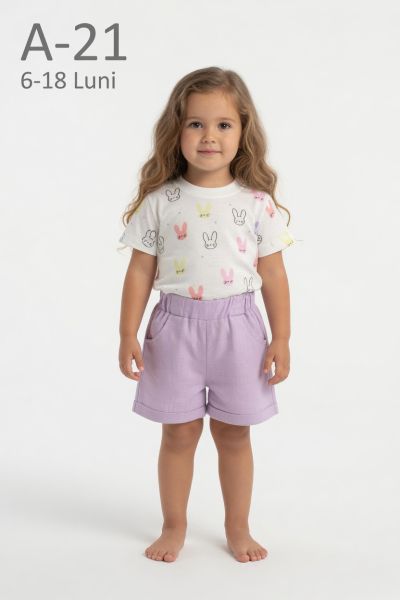AYYILDIZ Set bebeluși 6–18 luni cu șort și imprimeu iepuraș