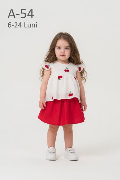 PAMPALKIDS Set bebeluși 6–24 luni cu imprimeu cireșe