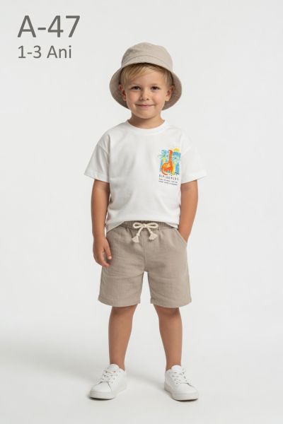 TROLLY KIDS Set copii 1–3 ani din muselină cu dinozaur și șapcă