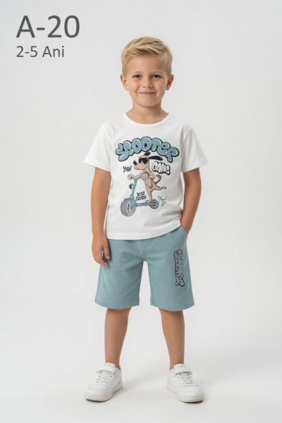 MEMOZA Set copii 2–5 ani cu imprimeu scooter și pantaloni capri