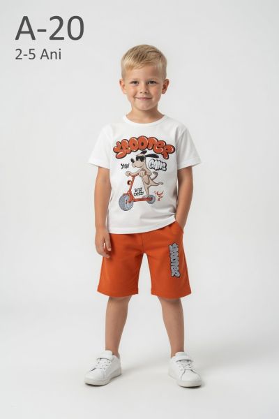 MEMOZA Set copii 2–5 ani cu imprimeu scooter și pantaloni capri