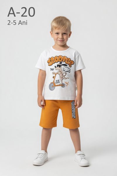 MEMOZA Set copii 2–5 ani cu imprimeu scooter și pantaloni capri