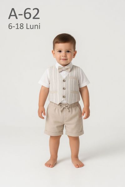 CONCEPT Set bebeluși 6–18 luni 3 piese cu vestă, dungi și șort