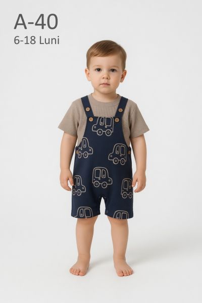 ÇITIR Salopetă bebeluși 6–18 luni cu imprimeu mașinuțe