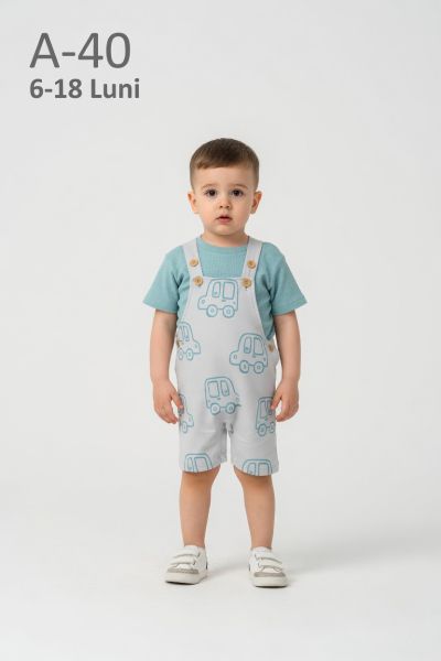 ÇITIR Salopetă bebeluși 6–18 luni cu imprimeu mașinuțe