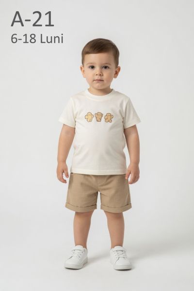 AYYILDIZ Set bebeluși 6–18 luni de vară cu șort și imprimeu cactus