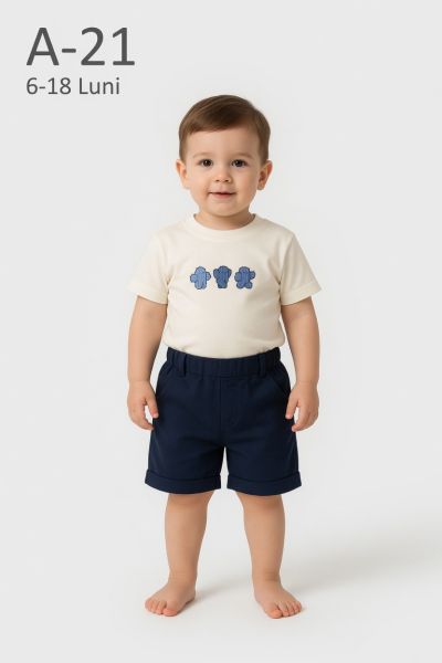 AYYILDIZ Set bebeluși 6–18 luni de vară cu șort și imprimeu cactus