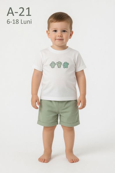 AYYILDIZ Set bebeluși 6–18 luni de vară cu șort și imprimeu cactus