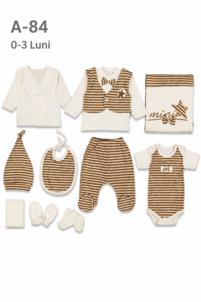 TIASIS Set bebe 0–3 luni 10 piese cu dungi