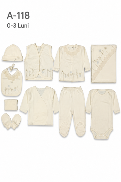 GAYE Set bebe 0–3 luni 10 piese cu imprimeu floral