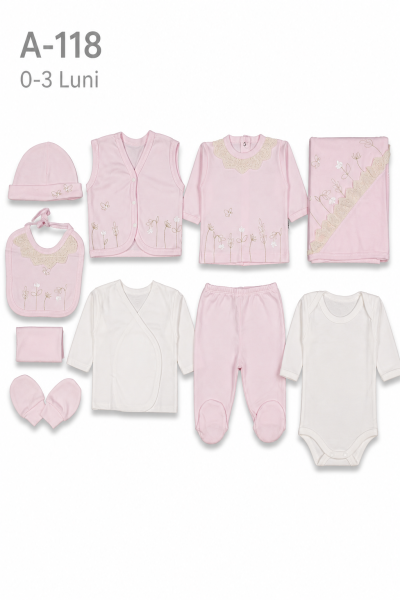 GAYE Set bebe 0–3 luni 10 piese cu imprimeu floral