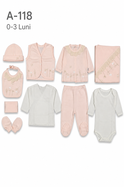 GAYE Set bebe 0–3 luni 10 piese cu imprimeu floral