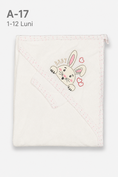 GÜLÜNCE BABY Prosop bebe 1–12 luni cu broderie iepuraș