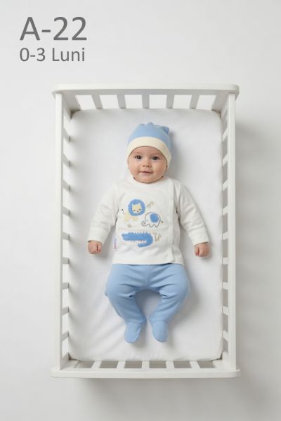 BABYCAN Set nou-născut 0–3 luni cu animale și detalii suzene