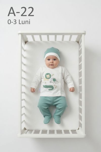 BABYCAN Set nou-născut 0–3 luni cu animale și detalii suzene